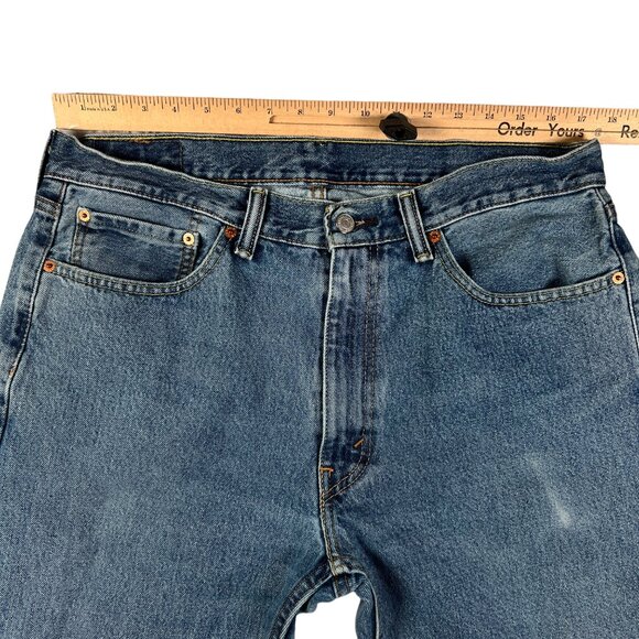 Levi’s 505 Jeans Men’s 5-Pocket Straight Leg Cotton Denim Button Close Blue 36 - Picture 5 of 13